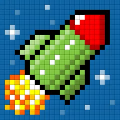 Cercles muraux Pixels Pixel Rocket dans l& 39 espace