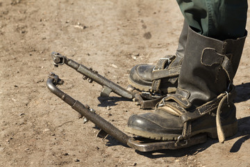 Feet  worker boots  electrician