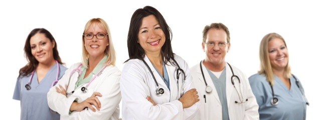 Fototapeta na wymiar Hispanic Female Doctor and Colleagues
