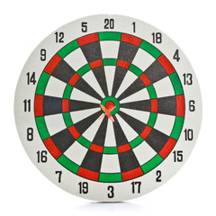 Dart hitting the center of the dartboard