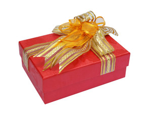 Gift red box isolated on the white background