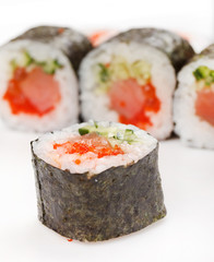 sushi on the white