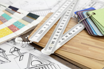 Fototapeta premium palette of colors designs for interior works, samples