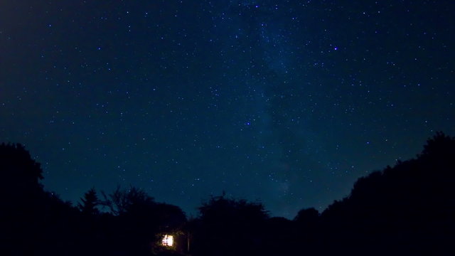 Time lapse of stars moving across sky.