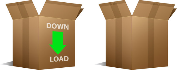 Vector Download icon and blank cardboard boxes