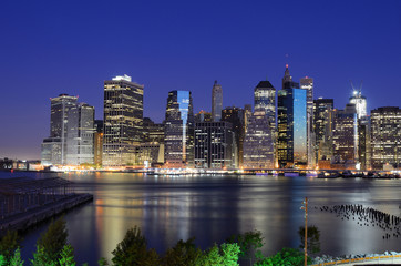 Fototapeta na wymiar Lower Manhattan Viewed from Brooklyn Heights in New York City