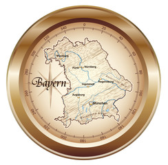 Fototapeta na wymiar Bayern Kompass bronze in SVG