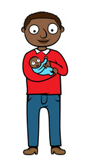 Black father holding baby