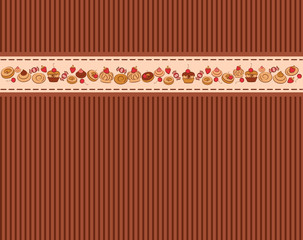 Vintage background with sweet cakes. Vector