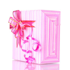 Beautiful  pink gift isolated on white