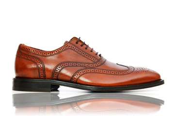 Fashion concept with male shoes on white