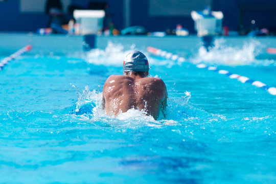 rear view of a swimmer