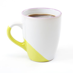 cup on coffee a white background
