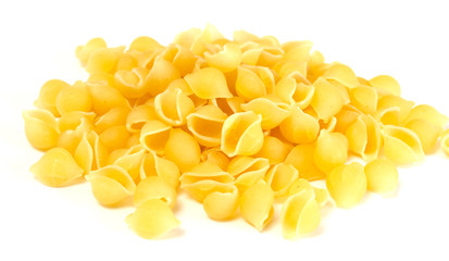 dried italian pasta on white background