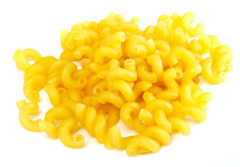 dried italian pasta on white background