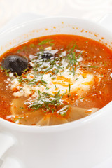 meat soup with lemon