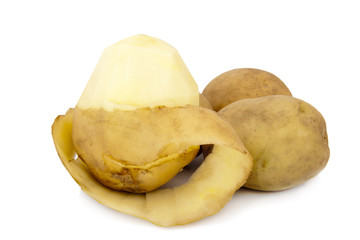 peeled potatoes isolated on white background