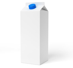 Brique de lait blanche sur fond blanc 1