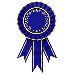 Blue Ribbon Award isolated on white background