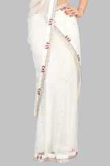 A white wedding saree, India