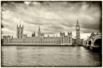 Vintage image of the Houses of Parliament in London