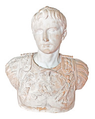 Ancient statue of the roman emperor Augustus isolated on white