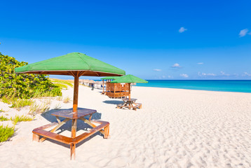 Umbrellas on the beautiful beach of Varadero in Cuba