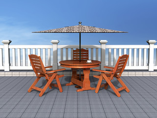 Outdoor patio with chairs and table - 35038170