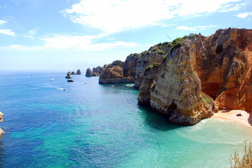 Cliffs at the Dona Ana beach, Algarve coast in Portugal