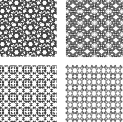 Geometric seamless patterns set, black and white