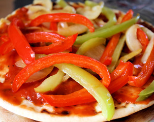 Pita Bread Pizza With Veggies And Sauce