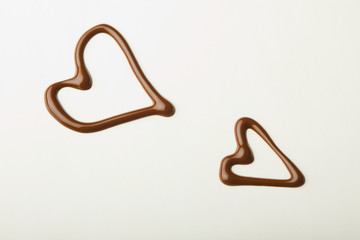 Hearts drawn in chocolate