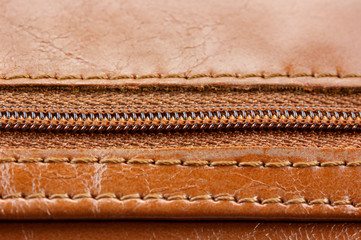 Leather bag with zipper good for background
