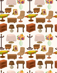 cartoon Furniture seamless pattern