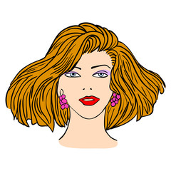 Hand-drawn fashion model. Vector illustration. Woman's face