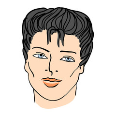Hand-drawn fashion model. Vector illustration. man's face
