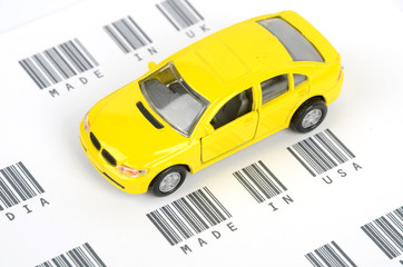 Toy car and bar code
