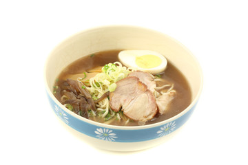Soy sauce ramen isolated in white background