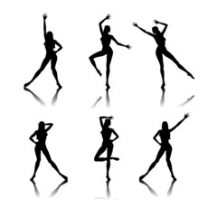 Silhouettes of dancing women