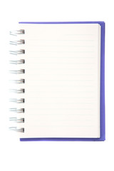 Blue notebook isolated in white background