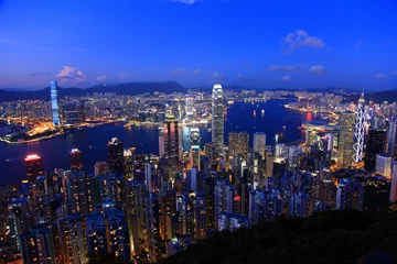 Rolgordijnen Hong Kong in de schemering © jedi-master
