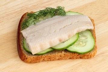 Herring on a piece of rye bread