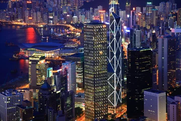 Foto auf Acrylglas Hong Kong Hongkong in der Abenddämmerung