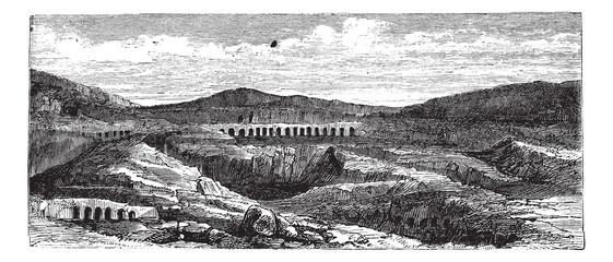 Catacombs or Ossuary,Thebes, Egypt vintage engraving