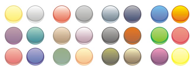 collection of blank glowing, colorful circular web buttons