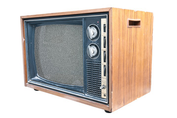 Side view of old retro TV set.
