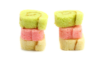 colorful jam roll isolated in white background