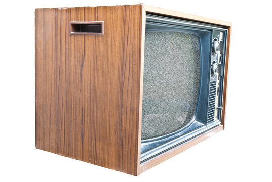 Side view of old retro TV set.