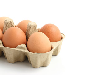 eggs in the package isolated in white background