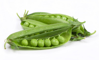 fresh green peas isolated on a white background